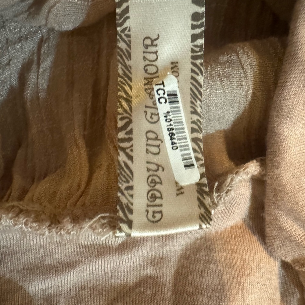 Giddy Up Glamour Ruffles/Lace Beige pants, Elastic Waist, XL